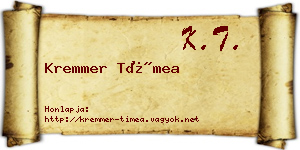 Kremmer Tímea névjegykártya