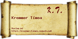 Kremmer Tímea névjegykártya